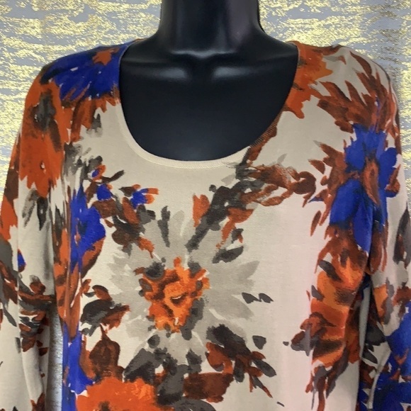 Jones Wear Petite cream floral print sweater size PXL - Picture 3 of 11